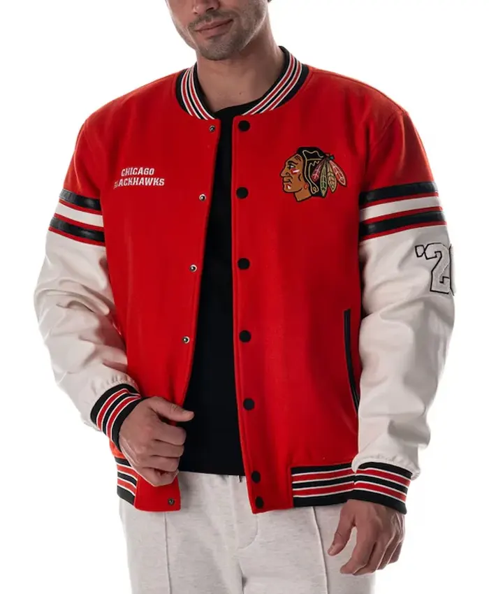 Chicago Blackhawks Drop Shoulder Varsity Jacket Man