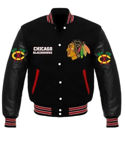 Chicago Blackhawks Styles Varsity Jacket Style 1 Front