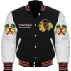 Chicago Blackhawks Styles Varsity Bomber Jacket Style 2 Front
