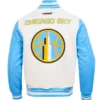 Chicago Sky Retro Classics Rib Eggshell Blue Full-Zip Varsity Jacket - Style 1