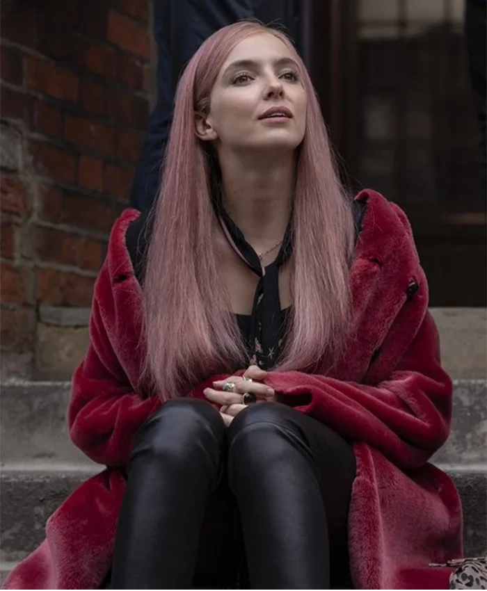Comer Killing Eve Villanelle Pink Long Fur Coat