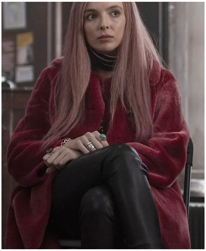 Comer Killing Eve Villanelle Pink Long Fur Coat