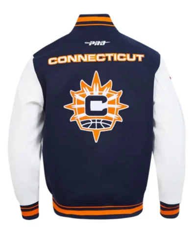 Connecticut Sun Retro Classics Rib Navy & White Full-Zip Varsity Jacket