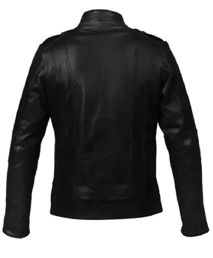 Valentine Couple Heart Printed Black Leather Jacket - Image 2