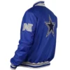 Dallas Cowboys Gray and White Rib Blue Bomber Jacket