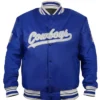 Dallas Cowboys Gray and White Rib Bomber Blue Jacket