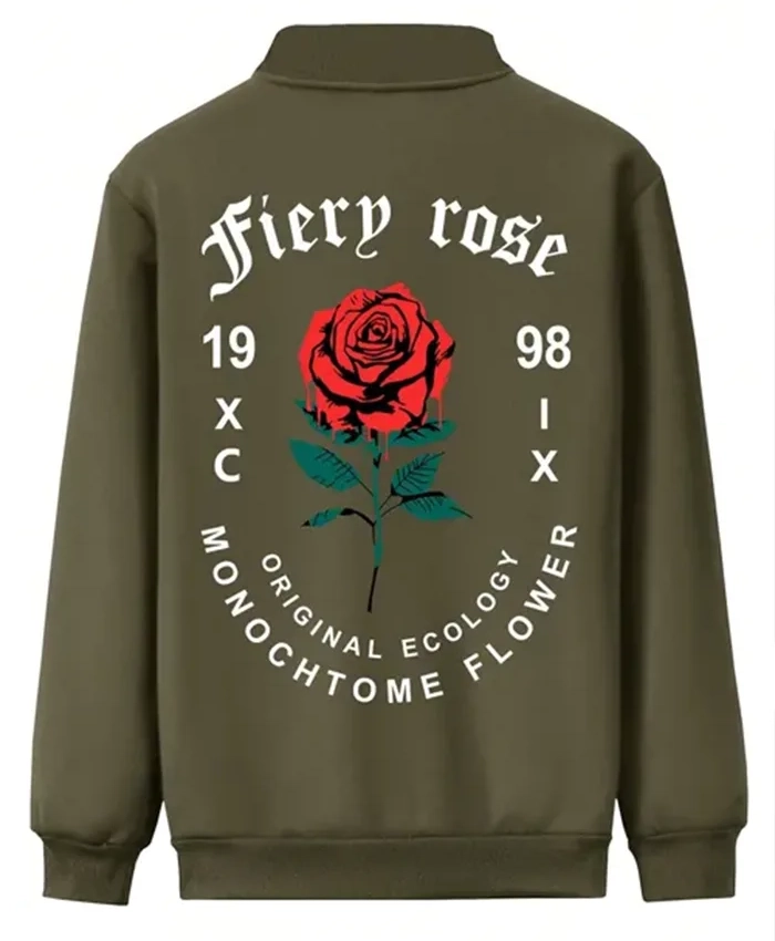 Valentine’s Day Men Romantic Rose and Slogan Print Jacket - Image 3