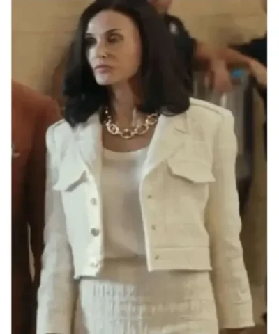 Demi Moore Landman S02 White Cropped Jacket