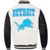Detroit Lions Retro Classics Rib Eggshell Black Full-Zip Varsity Jacket