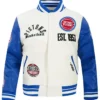 Detroit Pistons Modern Eggshell and Royal Varsity Jacket