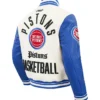 Detroit Pistons Modern Varsity Eggshell and Royal Full-Zip Jacket