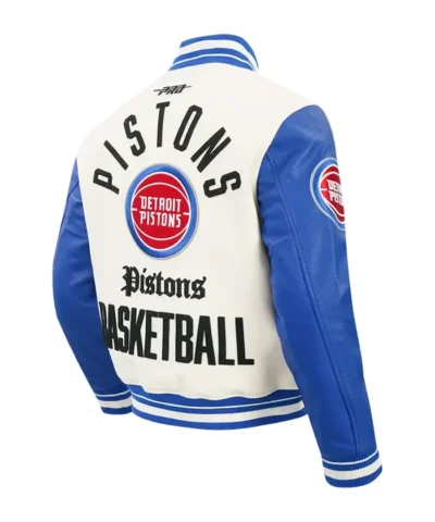 Detroit Pistons Modern Varsity Eggshell and Royal Full-Zip Jacket