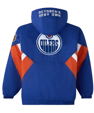 Edmonton Oilers OVO Hooded Half-Zip Royal Jacket