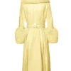 Elsbeth S03 Carrie Preston Fur Trim Yellow Leather Coat