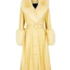 Elsbeth Season 3 Carrie Preston Fur Trim Yellow Leather Coat