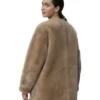 Emilia Clarke Ponies Beatrice Grant Light Brown Shearling Jacket