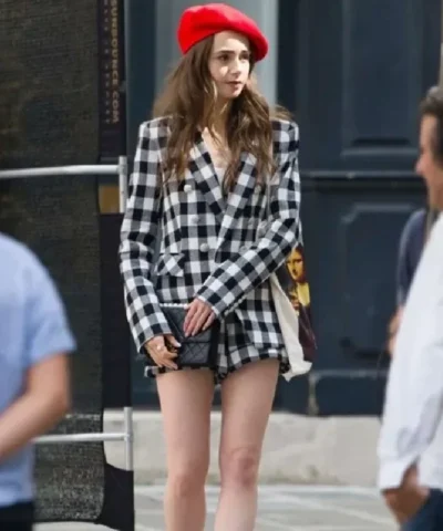 Emily Cooper Emily In Paris Suiting Fabric Checked Blazer