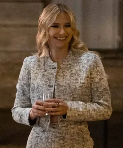 Emily In Paris S03 Grey Cropped Tweed Jacket
