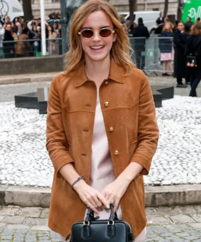 Paris Fashion Show Emma Watson Suede Coat