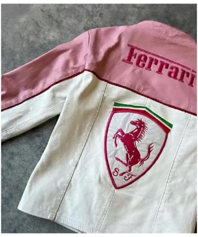 F1 Pink Leather Jacket Back