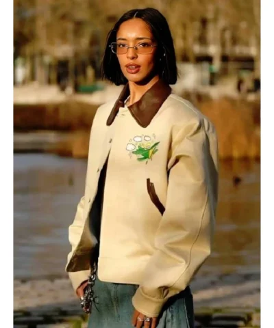 Fashion Week Dina Ayada Beige Bomber Jacket