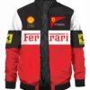 Racing Ferrari Red and Black Full-Zip Bomber Jacket