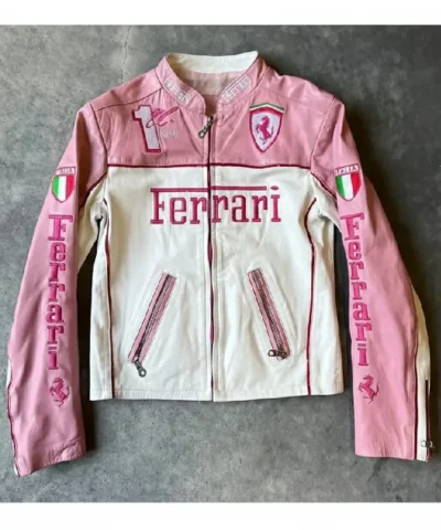 Ferrari F1 Pink Leather Jacket