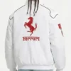 Ferrari F1 Vintage Racing White 2026 Leather Jacket
