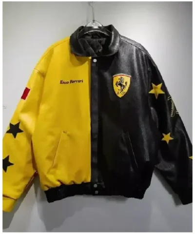 Ferrari Motorcycle Bomber Yellow and Black Jacket