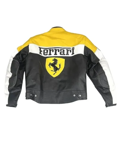 Ferrari Motorcycle Leather Riding Yellow and Black Jacket