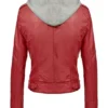 Fit Hooded Red Leather Jacket