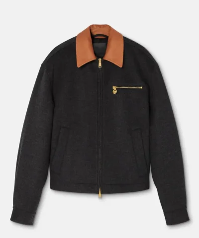 Gold-Tone Zippered Italian Style Wool Jacket