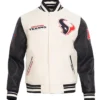 Houston Texans Classics Rib Retro Varsity White & Black Jacket
