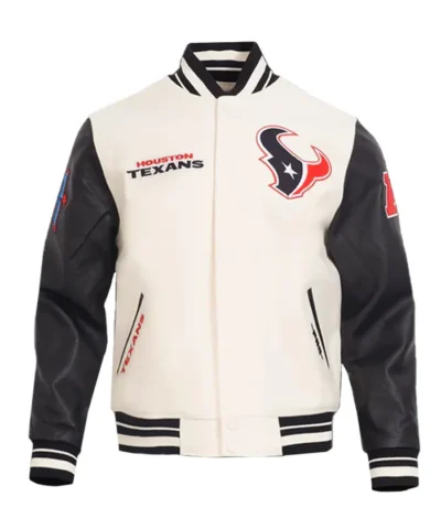 Houston Texans Classics Rib Retro Varsity White & Black Jacket