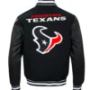 Houston Texans Retro Classics Rib Full-Zip Eggshell Varsity Black Jacket