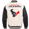 Houston Texans Retro Classics Rib Full-Zip Eggshell Varsity Black & White Jacket