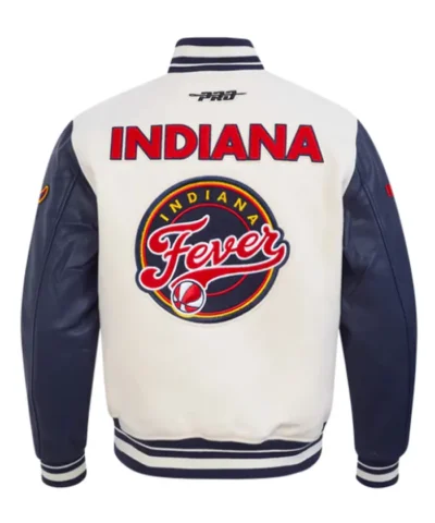 Indiana Fever Retro Classics Rib Eggshell Navy Full-Zip Varsity Jacket