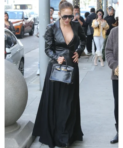 Jennifer Lopez Black Leather Blazer
