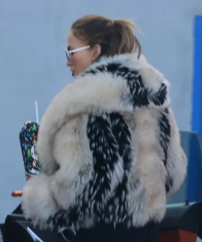 Jennifer Lopez Los Angeles Voluminous Fur Coat