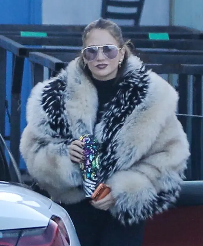 Arrives Jennifer Lopez Los Angeles Voluminous Fur Coat