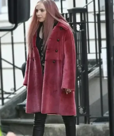 Jodie Comer Killing Eve Villanelle Pink Long Fur Coat