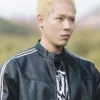 Kim Soon-cheol Study Group 2025 Black Stripe Leather Jacket