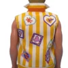 Ken Doll Yellow and White Stripped Cotton Vest with Patches for Men