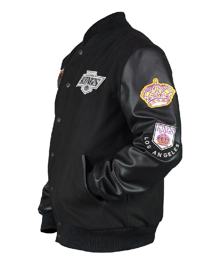 LA Kings Black Out Team Logo Varsity Jacket - Image 2