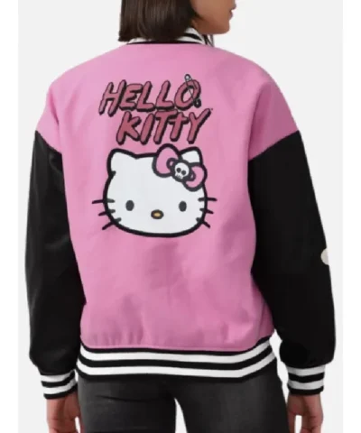 Kitty Pink & Black Varsity Bomber Jacket