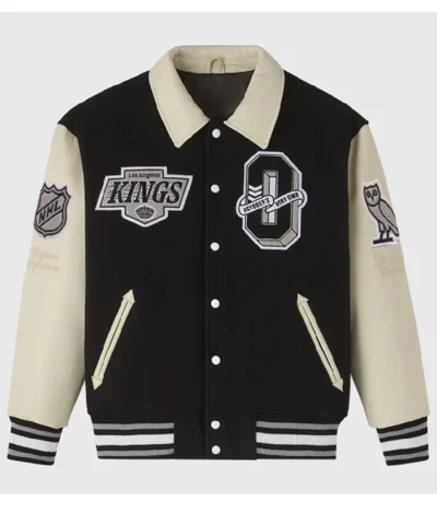 OVO Kings Black and Beige Varsity Jacket Buy Now