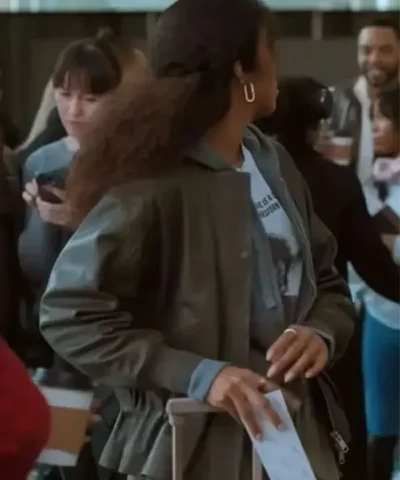 Leah Cald­well Relationship Goals 2026 Olive Green Leather Jacket