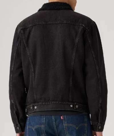 Levi`s Sherpa Collar Black Denim Jacket