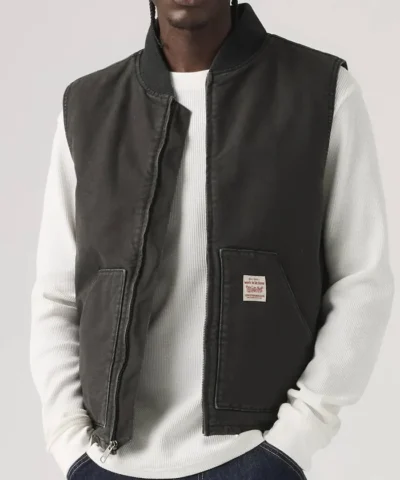 Levi`s Work To Be Done Black Vest Levi`s Work To Be Done Zipper Black Vest