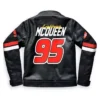 Disney Pixar Cars Lightning Mcqueen Piston Cup Racing Black Leather Jacket